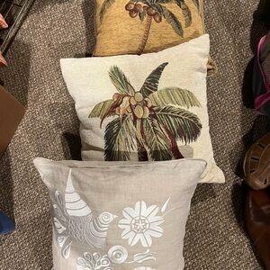 Tropical Palm Tree Decorative Throw Pillow - Neutral Tones
